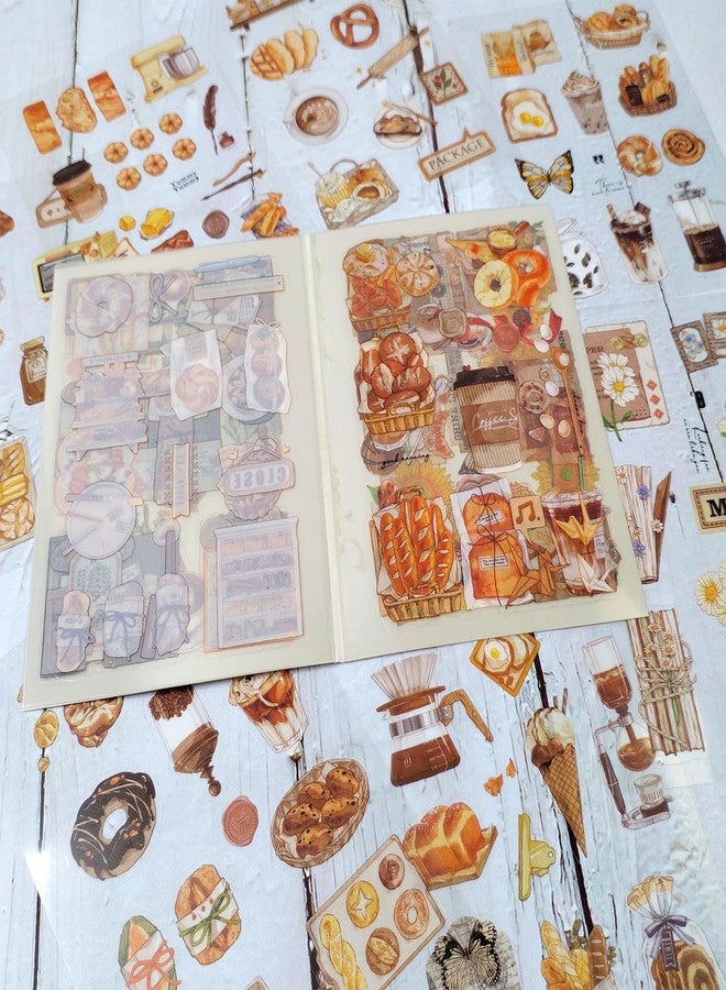 japleed 20 Sheet Life Stickers 180PCS Cartoon Bread Flower Coffee Decorative Decals Vintage Aesthetic Sticker Book for Journaling Retro Scrapbooking Supplies Cute Junk Journal Craft Decor (Life) - Image 1